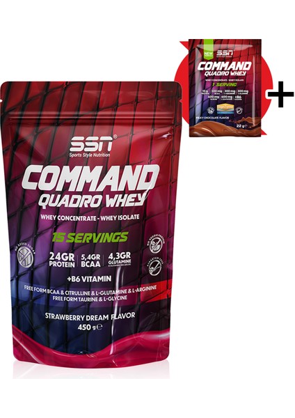 SSN Command Quadro Whey Protein Tozu 450 Gr Çilekli