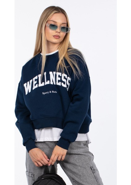 Wellness Baskılı Sweatshirt - Lacivert