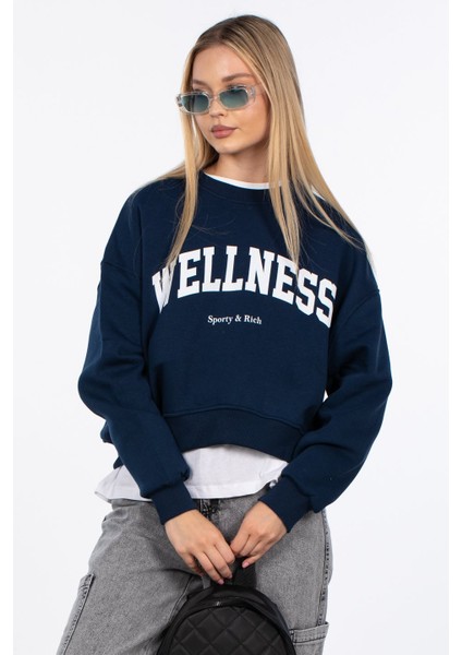 Wellness Baskılı Sweatshirt - Lacivert