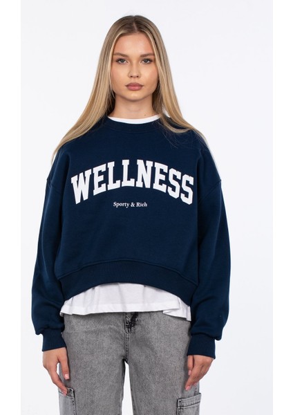 Wellness Baskılı Sweatshirt - Lacivert