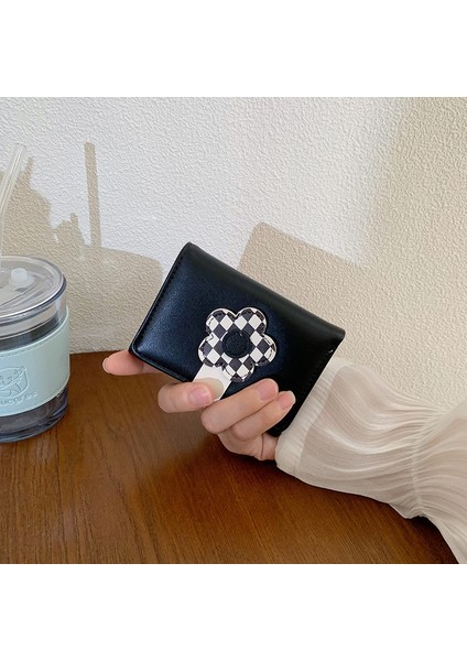 Cüzdan Kart Tutucu Pu Malzeme Taze ve Sade Stil, Siyah (Yurt Dışından)