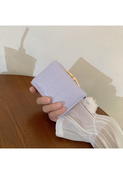 Cüzdan Kart Tutucu Pu Malzeme Deforme Edilmesi Kolay Değıl Tavşan Desenli Düz Renk Stili, Mor (Yurt Dışından)