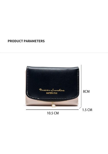 Cüzdan Kart Tutucu Taşınabilir Mektup Baskı Stiliyle Kontrast Oluşturan Pu Malzeme, Siyah (Yurt Dışından) modelleri