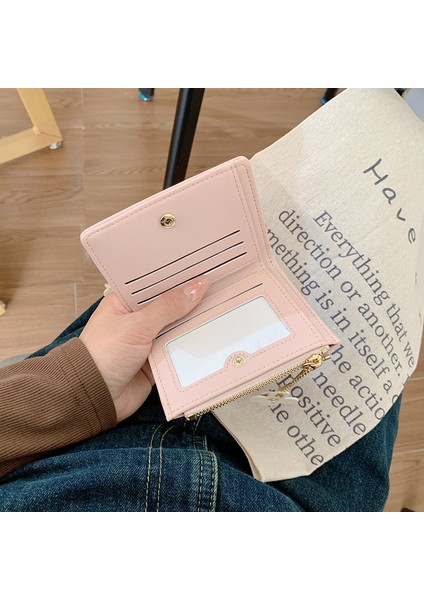 Cüzdan Kart Tutucu Taşınabilir Pu Malzeme Taze ve Ultra Hafif Stil, Pembe (Yurt Dışından)