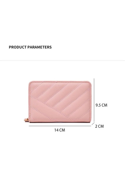 Cüzdan Kart Tutucu Taşınabilir Pu Malzeme Düz Renk ve Basit Ekose Stili, Pembe (Yurt Dışından) modelleri