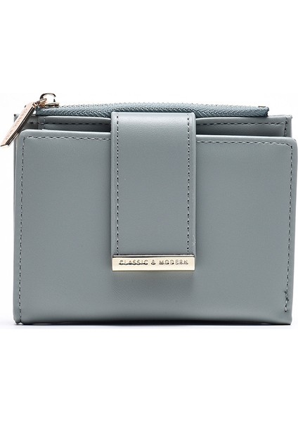 Cüzdan Kart Tutucu Taşınabilir Pu Malzeme Düz Renkli Kentsel Stil, Yeşil (Yurt Dışından)