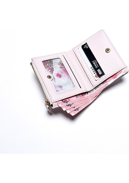 Cüzdan Kart Tutucu Taşınabilir Pu Malzeme Taze Düz Renkli Çiçek Nakış Stili, Siyah (Yurt Dışından) fiyatları