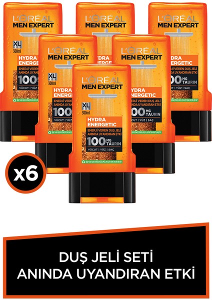 L'oréal Paris Men Expert Hydra Energetic Taurin İçeren Duş Jeli 300 ml x 6 adet