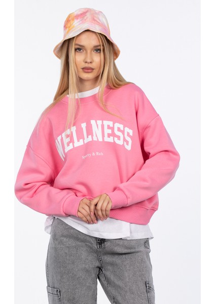 Wellness Baskılı Sweatshirt - Pembe