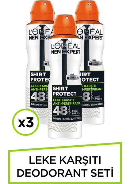 L'Oréal Paris 3'lü L'oréal Paris Men Shirt Protect Sprey Deo Seti 150 ml