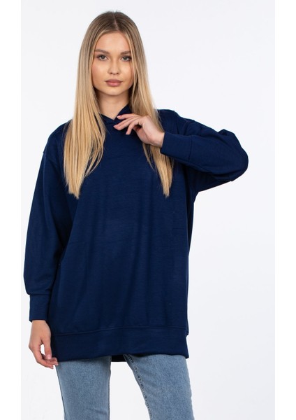 Basic Kapüşonlu Sweatshirt - Lacivert