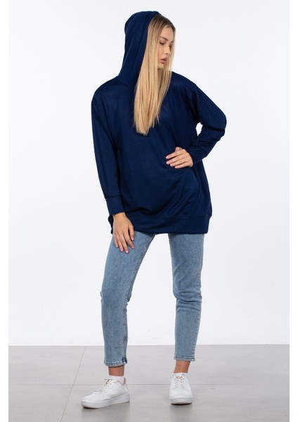 Basic Kapüşonlu Sweatshirt - Lacivert fiyatları