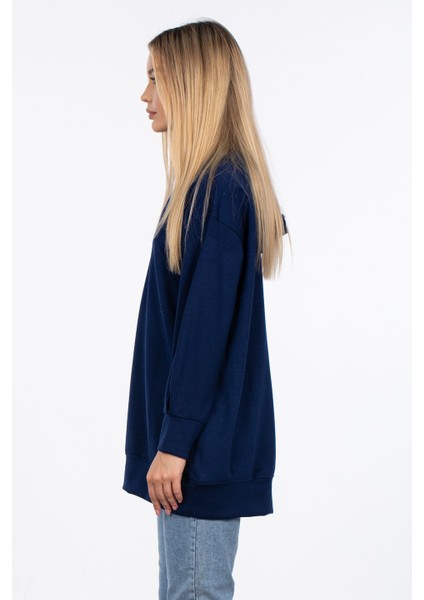 Basic Kapüşonlu Sweatshirt - Lacivert indirimleri