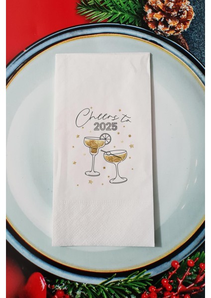 Cheers to 2026 Yazılı Yılbaşı Sunum Peçetesi