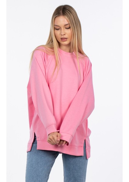 Reglan Kol Yırtmaçlı Sweatshirt - Pembe