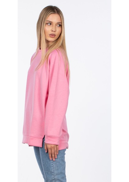 Reglan Kol Yırtmaçlı Sweatshirt - Pembe