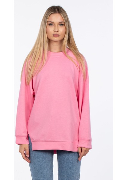 Reglan Kol Yırtmaçlı Sweatshirt - Pembe