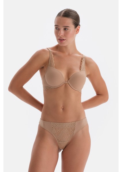 Koyu Ten Dantel Detaylı Premıum Basıc Tanga Külot