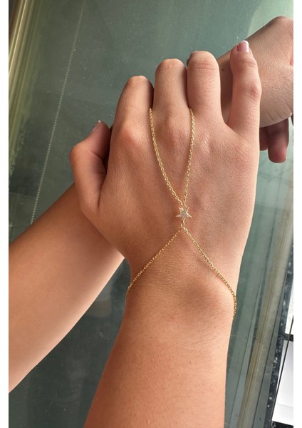 925 Ayar Gold Kaplamalı Zirkon Taşlı ,tekli Yıldız Tasarım Gümüş Şahmeran fiyatları