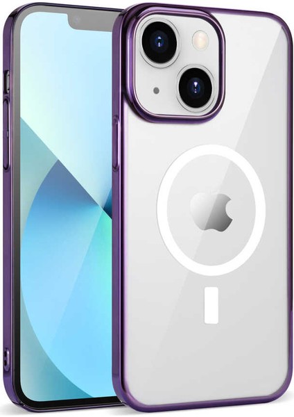 Apple iPhone 14 Kılıf Zore Wireless Şarj Özellikli Pixel Magsafe Kapak-Derin Mor