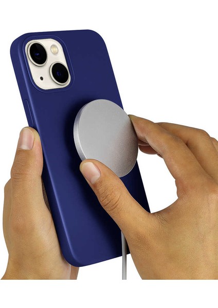 Apple iPhone 13 Kılıf Zore Silksafe Wireless Kapak-Mavi
