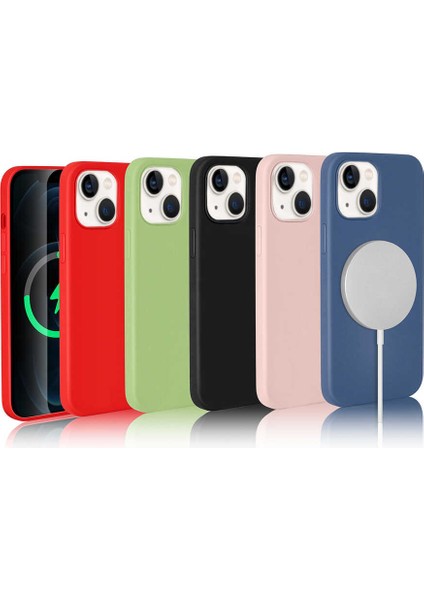 Apple iPhone 13 Kılıf Zore Silksafe Wireless Kapak-Mavi