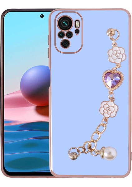 Xiaomi Poco M5S Kılıf El Tutamaçlı Kamera Korumalı Zore Taka Silikon Kapak-Mor
