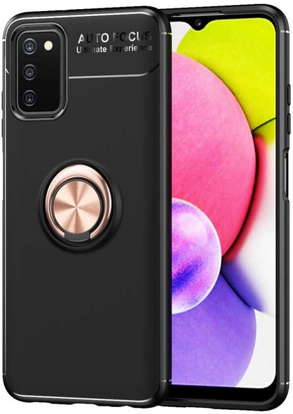 Galaxy A03S Kılıf Zore Ravel Silikon Kapak-Siyah-Rose Gold