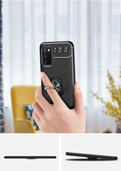 Galaxy A03S Kılıf Zore Ravel Silikon Kapak-Siyah-Rose Gold