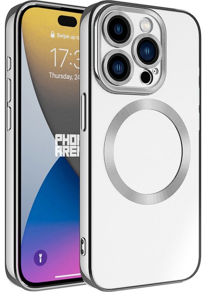 Apple iPhone 15 Pro Kılıf Magsafe Wireless Şarj Özellikli Zore Setro Silikon-Koyu Gri