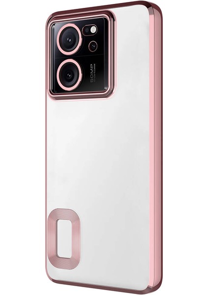 Xiaomi Mi 13T Kılıf Kamera Korumalı Logo Gösteren Zore Omega Kapak-Rose Gold