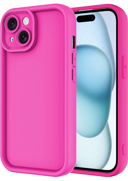 Apple iPhone 14 Kılıf Kamera Korumalı Zore Ananas Kapak-Pembe Koyu