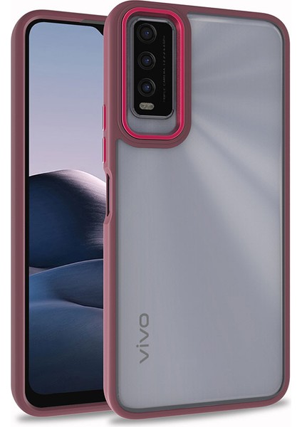 Vivo Y20 Kılıf Zore Flora Kapak-Kırmızı
