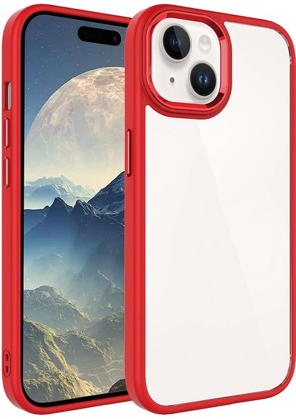 Apple iPhone 15 Plus Kılıf Zore Krom Kapak-Kırmızı