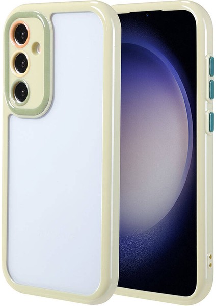 Galaxy S23 Kılıf Kamera Korumalı Renkli Kenar ve Çerçeve Tasarımlı Zore Vitamin Kapak-Yeşil