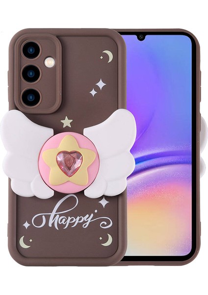 Galaxy A05S Kılıf Kamera Korumalı Figür Tasarımlı Zore Kapya Kapak-Koyu Kahve