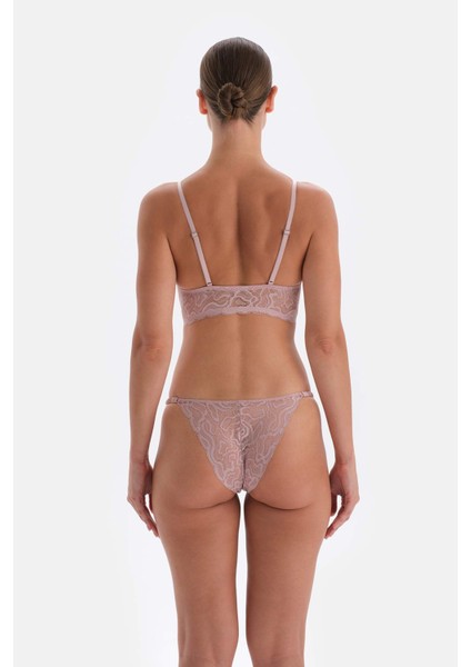 Soft Pembe Kumaş ve Dantel Detaylı Brazıllıan Külot