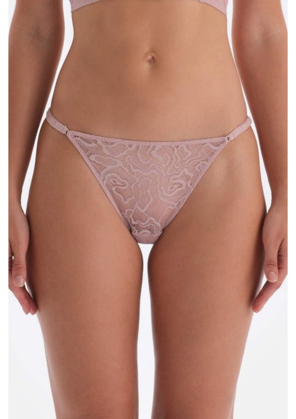 Soft Pembe Kumaş ve Dantel Detaylı Brazıllıan Külot