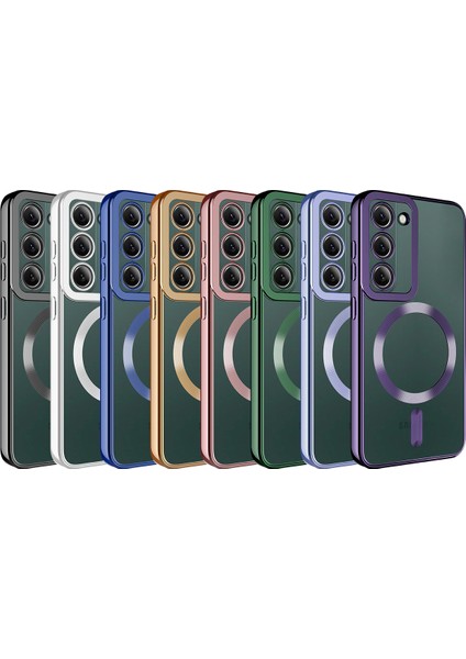 Galaxy S23 Plus Kılıf Magsafe Wireless Şarj Özellikli Zore Setro Silikon-Koyu Yeşil