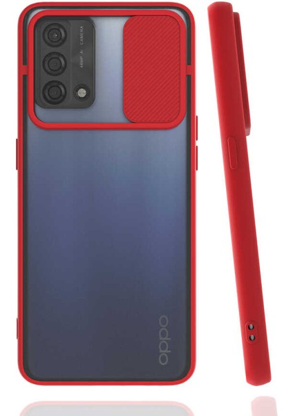 Oppo A74 4g Kılıf Zore Lensi Kapak-Kırmızı