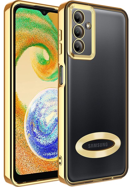 Galaxy A34 Kılıf Kamera Korumalı Logo Gösteren Zore Omega Kapak-Gold