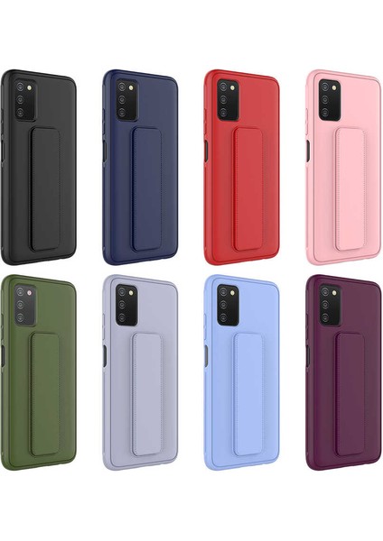 Galaxy A03S Kılıf Zore Qstand Kapak-Siyah