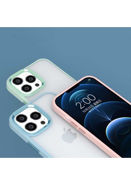 Apple iPhone 14 Kılıf Zore Krom Kapak-Yeşil