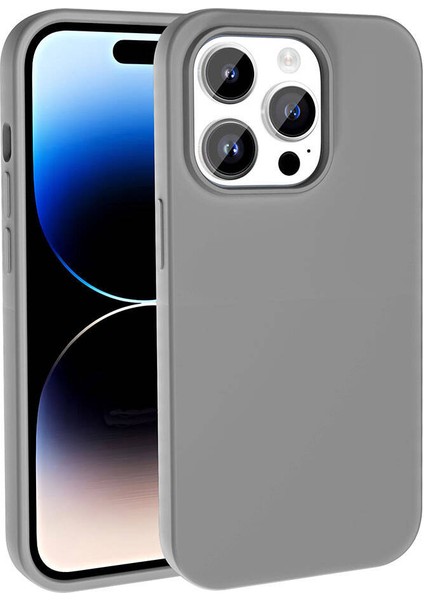 Apple iPhone 14 Pro Kılıf Magsafe Şarj Özellikli Sıvı Teknolojili Silinebilir Sert Zore Kivi Kapak-Koyu Gri