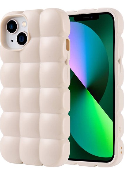 Apple iPhone 13 Kılıf Parlak Esnek Silikon Zore Dom Dom Kapak-Beyaz