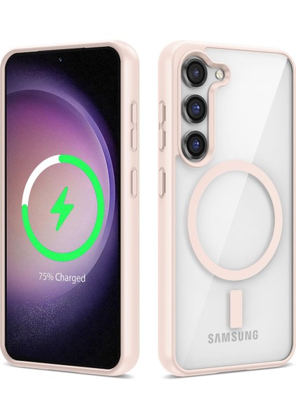 Galaxy S23 Plus Kılıf Magsafe Wireless Şarj Özellikli Silikon Zore Ege Kapak-Pembe