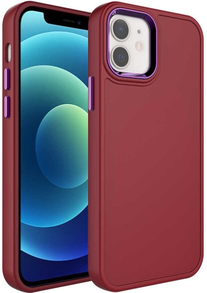 Apple iPhone 11 Kılıf Metal Çerçeve ve Buton Tasarımlı Sert Zore Botox Kapak-Koyu Mor