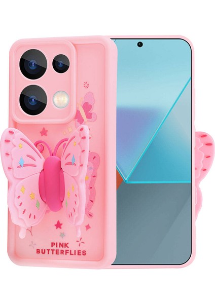 Xiaomi Redmi Note 13 Pro 4g Kılıf Kamera Korumalı Figür Tasarımlı Zore Kapya Kapak-Pembe Açık