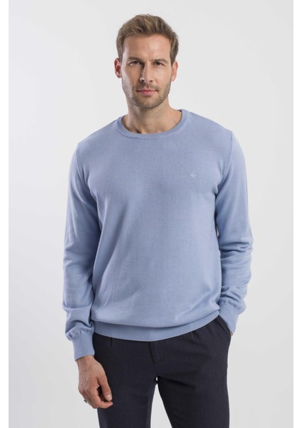 Mavi Slim Fit Bisiklet Yaka Triko Kazak