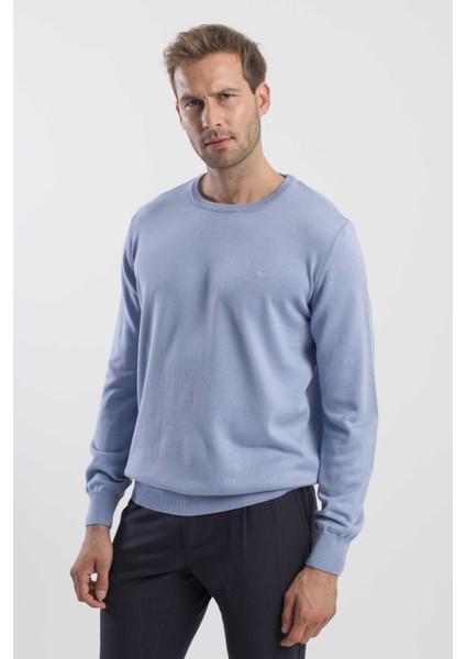 Mavi Slim Fit Bisiklet Yaka Triko Kazak